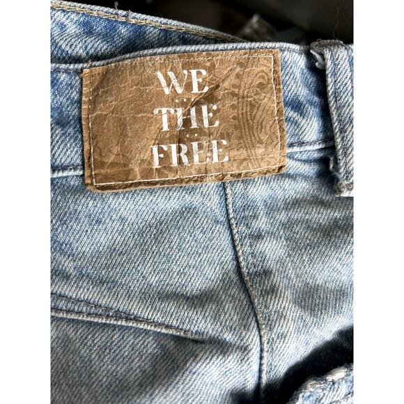 Free People We The Free Good Luck Mid Rise Barrel Jeans Barnyard Blue 28 - Picture 12 of 15